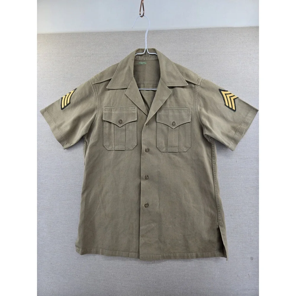 US ARMY SHIRT VIETNAM COTTON/POLY TWILL UNIFORM KHAKI FATIGUE SMALL